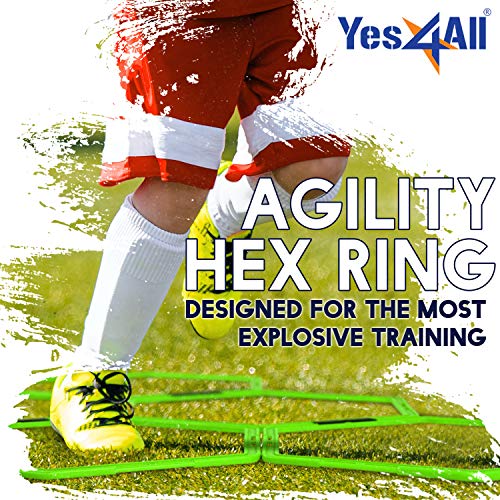 Hexagon Speed Rings - Agility Training Set with Carry Bag - Neon Green - 12 Rings