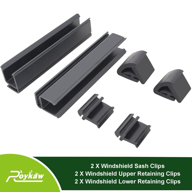 Roykaw Golf Cart Windshield Clips Kit for EZGO RXV 2008-up Gas and Electric Models - Include Top & Bottom Sash Clips, Replaces OEM # 603852, 603201, 603198, Only fits 1-1/4" Square Frame