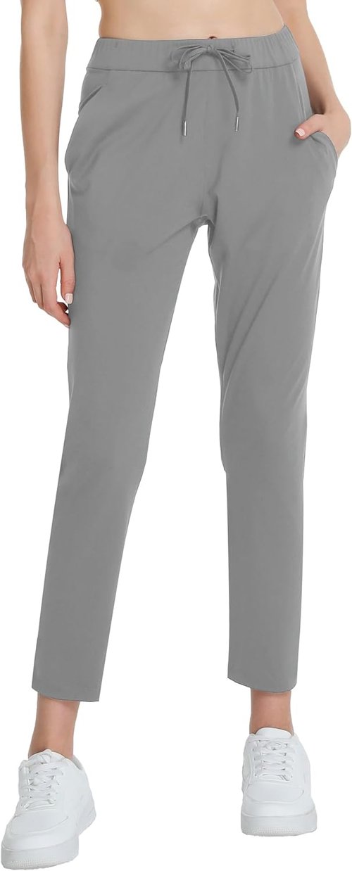 Foucome Women's Golf Pants - Stretchy 7/8 Ankle Pants with Pockets for Athletic & Travel Wear