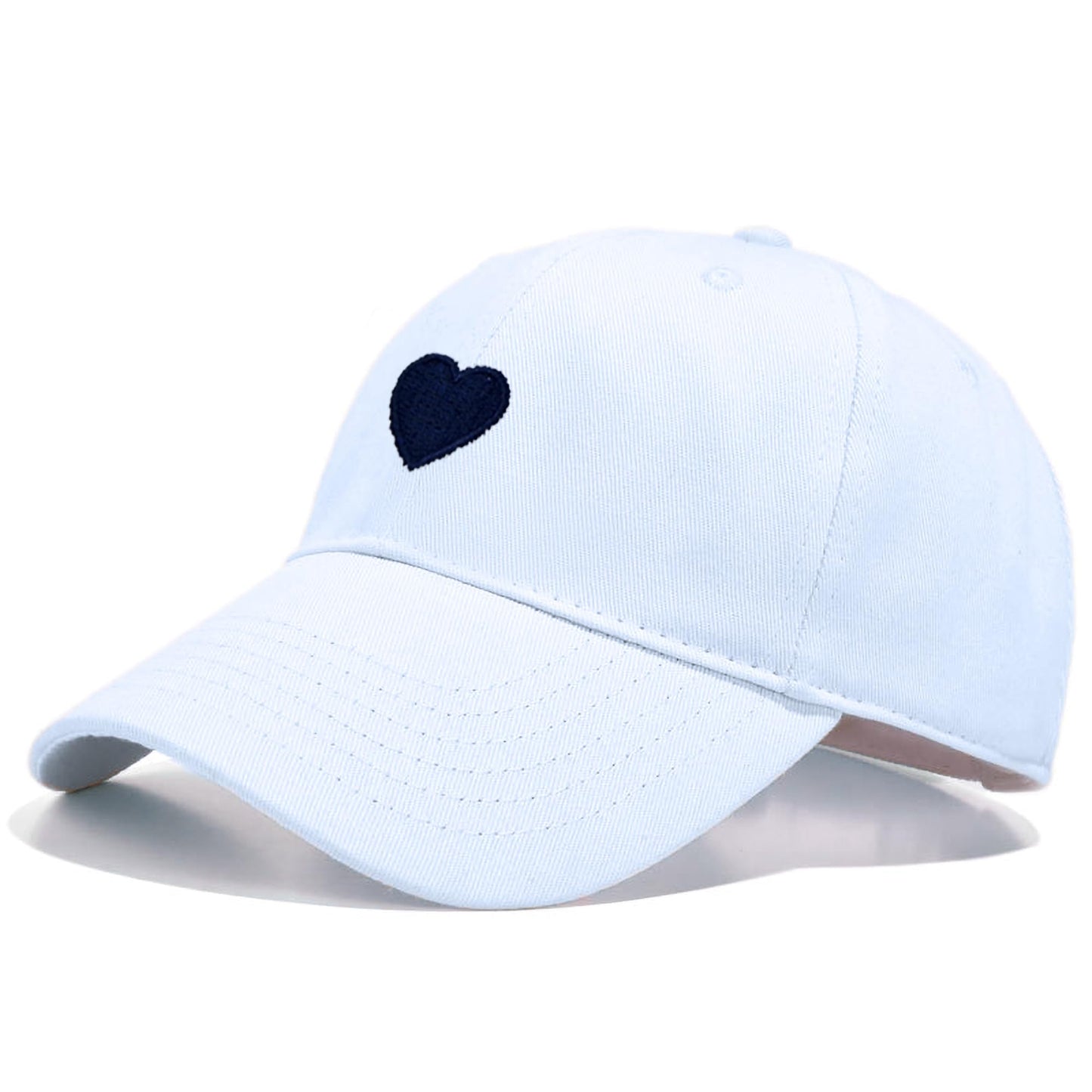 JYNBELSOR Heart Embroidered Baseball Cap, Cotton Adjustable Hat for Women Mom Hat Plain Cap White