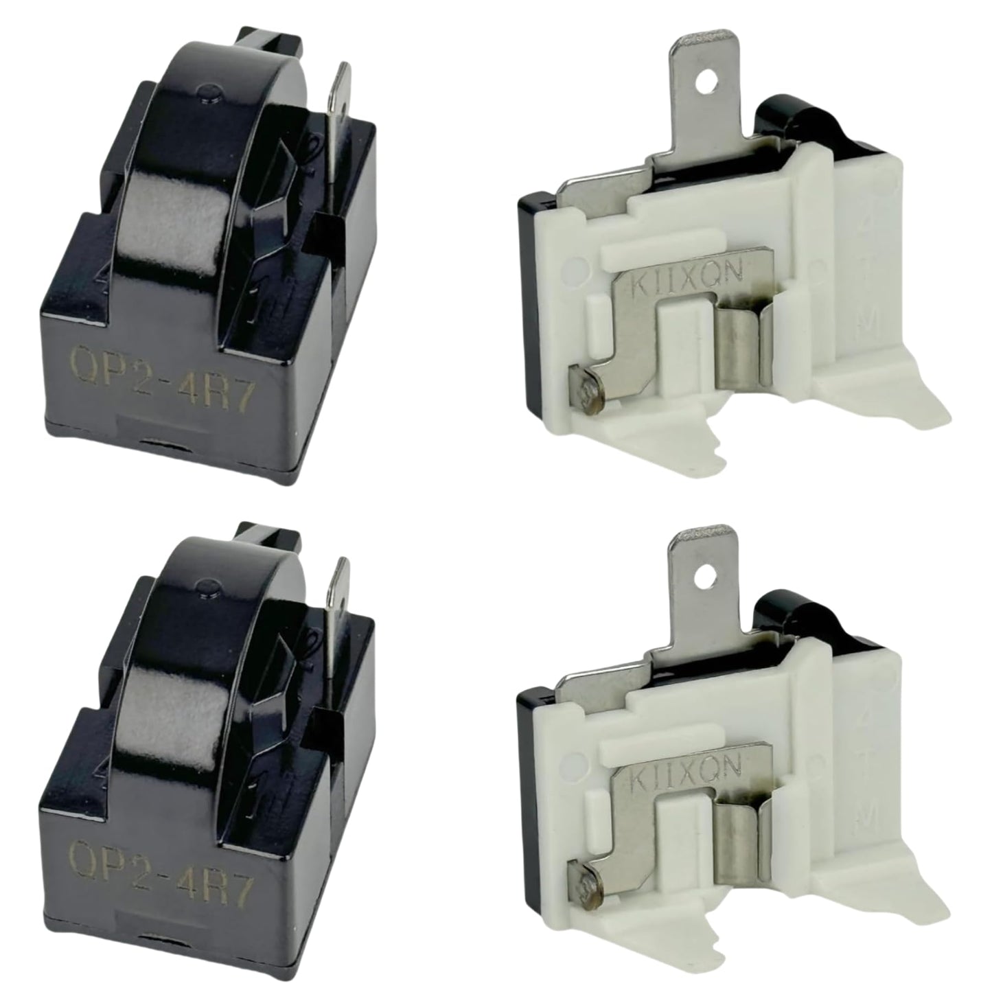 2 Sets of Compressor 4.7 Ohm 1-Pin PTC Starter/Start Relay and Overload Kit Compatible with Mini Fridges, Compact Refrigerators, Beverage & Wine/Beer Coolers, Deep Freezers, Beer/Wine Refrigerators