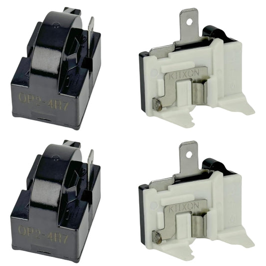 2 Sets of Compressor 4.7 Ohm 1-Pin PTC Starter/Start Relay and Overload Kit Compatible with Mini Fridges, Compact Refrigerators, Beverage & Wine/Beer Coolers, Deep Freezers, Beer/Wine Refrigerators