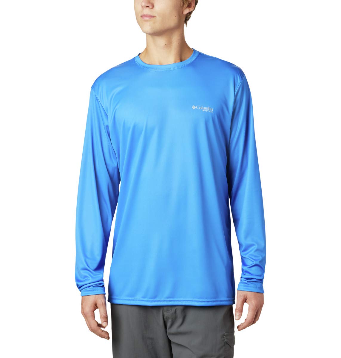 Columbia Men's Standard Terminal Tackle PFG State Triangle Long Sleeve, Vivid Blue/TX Flag, Large