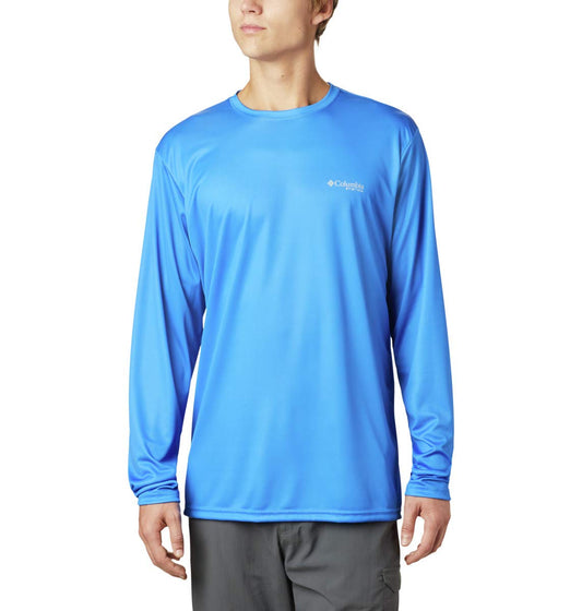 Columbia Men's Standard Terminal Tackle PFG State Triangle Long Sleeve, Vivid Blue/TX Flag, Large