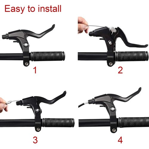 Lomodo 4 Pieces Bicycle Brake Accessories Including 2 Pack Aluminium Alloy Brake Levers Handle Bars and 2 Pack Brake Wire (Front and Rear Brake Cable) for Mountain/Road/MTB Bike(Black)