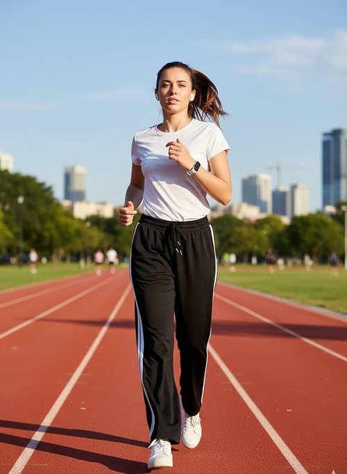 Acelitt Women's Track Pants - Loose Wide Leg Jogging Sweatpants with Side Stripes | Athletic Fit
