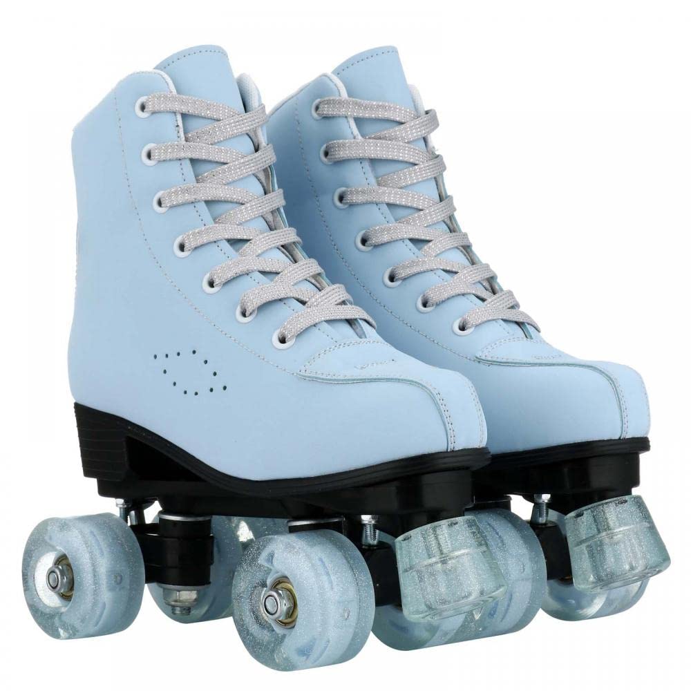 XUDREZ Women's SkyBlue Frosted Material Roller Skates, Classic Double-Row High-top Skates for Beginner, Indoor Outdoor Use (US:8)