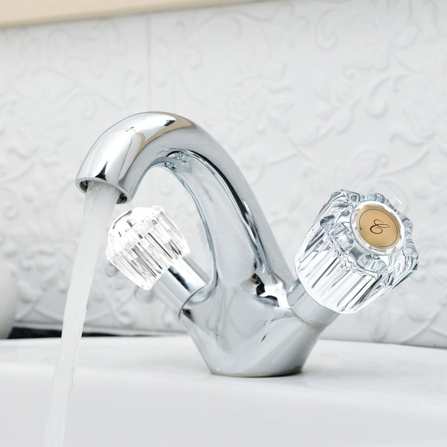 2 Pcs Bathtub Faucet Handles Shower Knobs Replacement Hot and Cold Bathroom Sink Faucet Knob Replacement with Screws Inner Hole Diameter of 8mm Compatible with Delta/LDR/Delex/Peerless Faucets, Gold