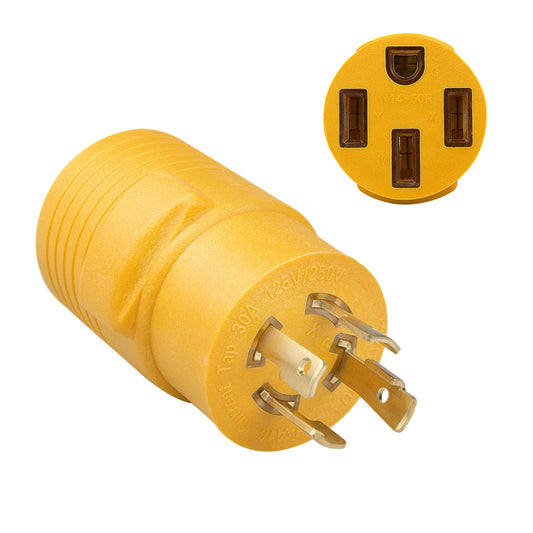 RV Generator Adapter Compatible with NEMA L14-30P to 14-50R 30 Amp to 50 Amp Locking Generator 4 Prong Heavy Duty for RV Trailer Camper Generator EV Level 2 Charging.