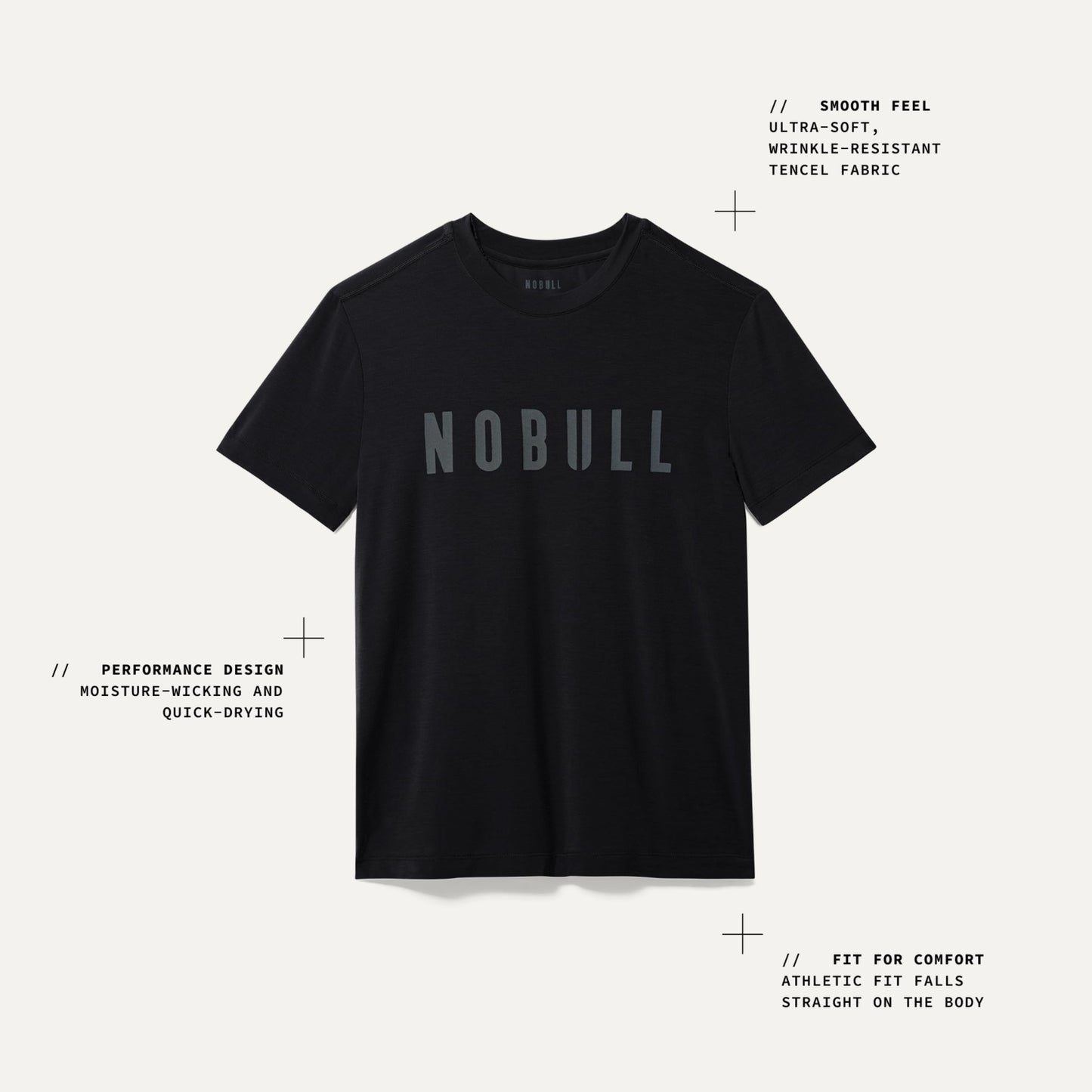 NOBULL Men's Tee | Moisture-Wicking Workout Top for Gym & Running, Athletic Fit, Stylish Activewear Graphic T-Shirt, Black, L