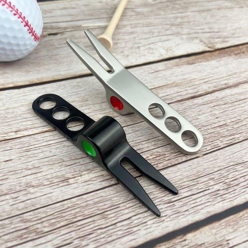 Jinshining 4 Pcs Silver Golf Ball Fork Pivot Divot Repair Tool Compatible Golf Divot Tools for Divot Tools
