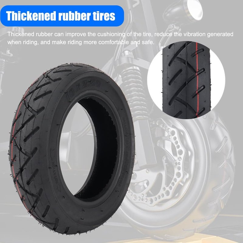 CMIYETO 10x2.50 Tire and 2x Inner Tube Set for 6" RIM (Not 10" Rim) Scooter Wheels 36v 48v 400w 500w 800w Hub Motor for Smart Self Balancing Electric Scooters Hover Board