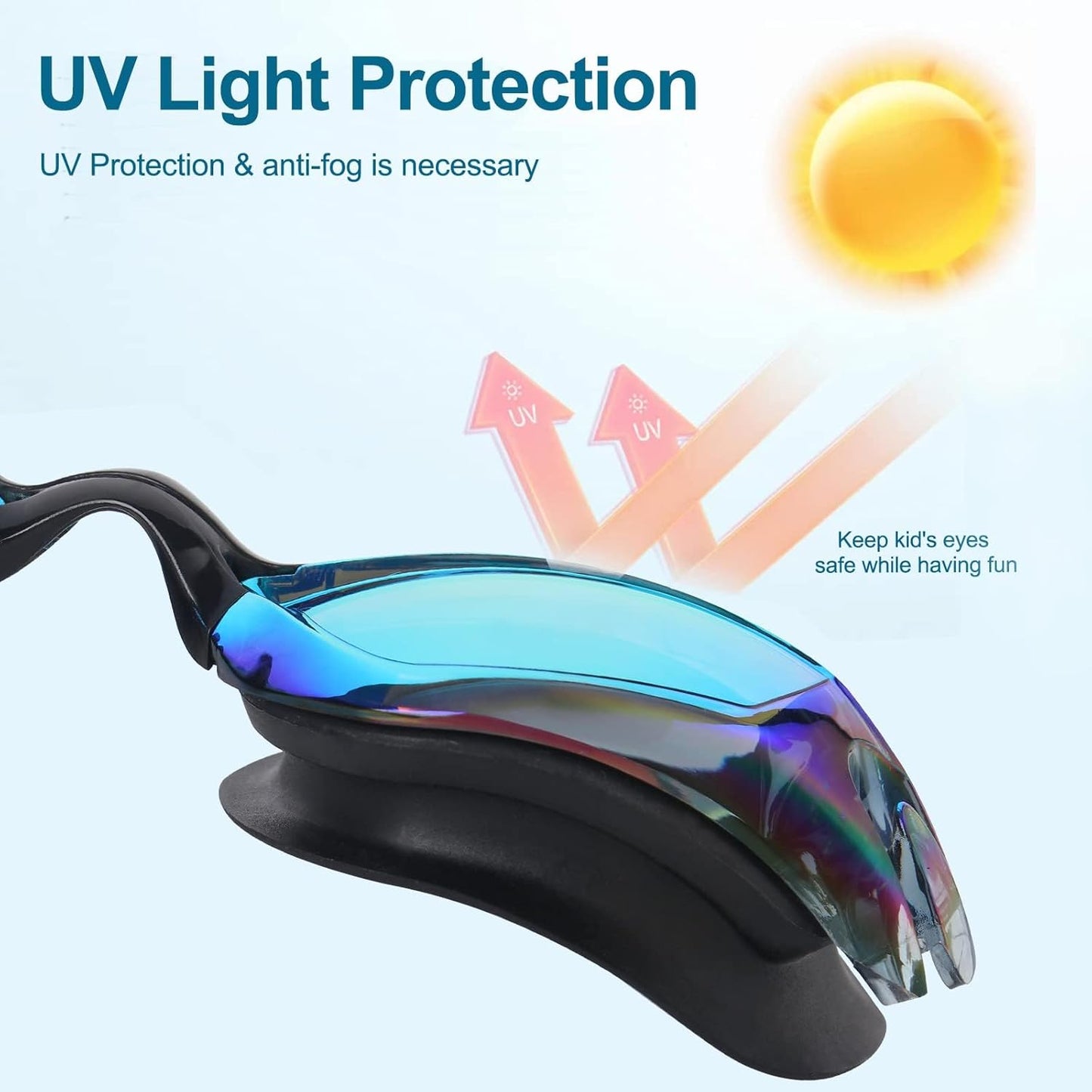 Skiennix Kids Swim Goggles - Anti-Fog, Leak Proof Design | Clear Vision for Ages 3-14 (2 Pack)