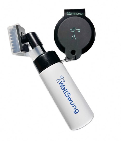WellSwung Magnetic Golf Club Brush and Metal Landing Pad Golf Bag Clip- Strong Brush Bristles to get Deep into Club Grooves. High Power Magnet for Secure Attachment to The Metal Landing Pad.