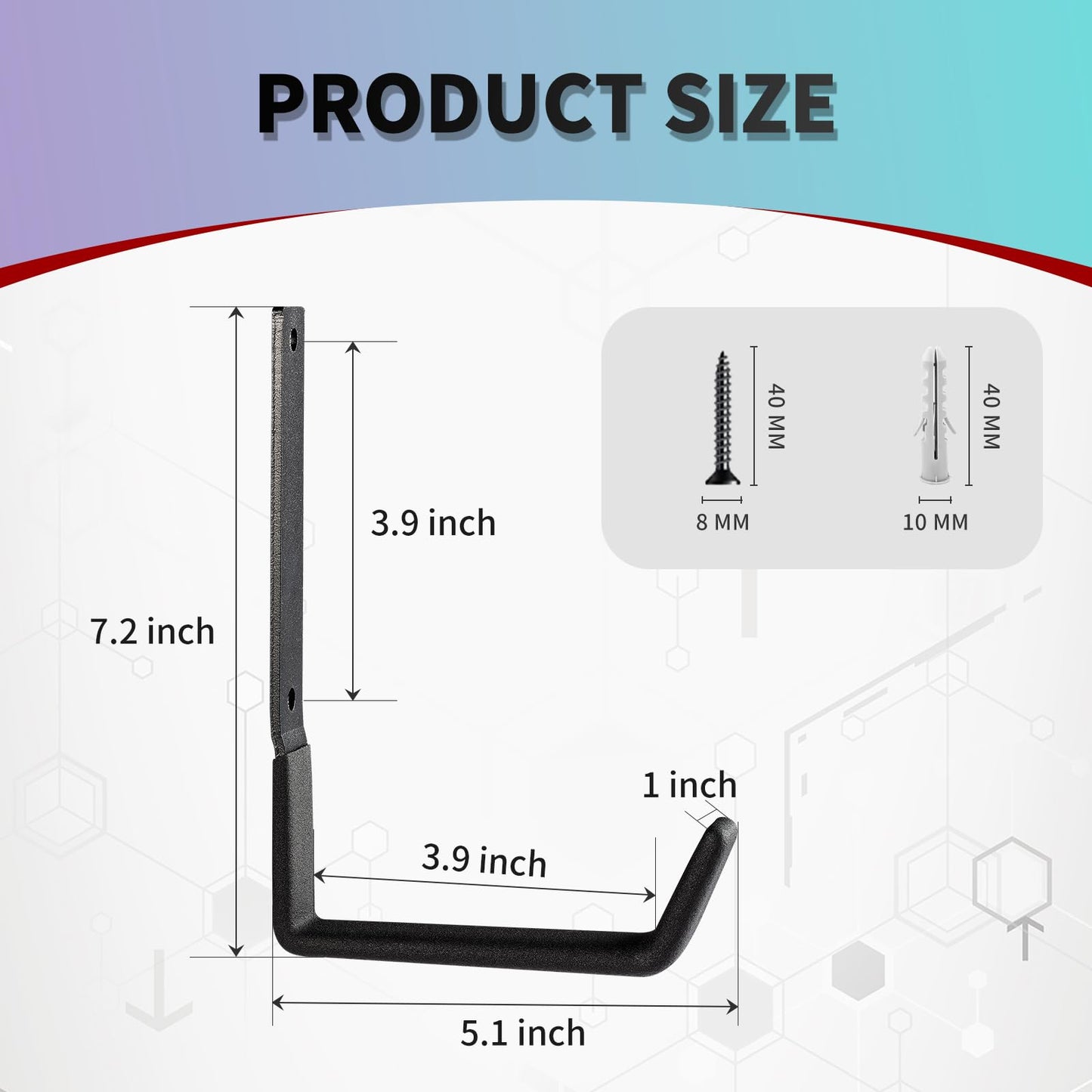 SINCHEEWAY Heavy Duty Wall Hooks, Utility Hooks, Tool Organizer - Large Steel U Hooks for Garage & Garden, Hose Hanger (2 Pack)