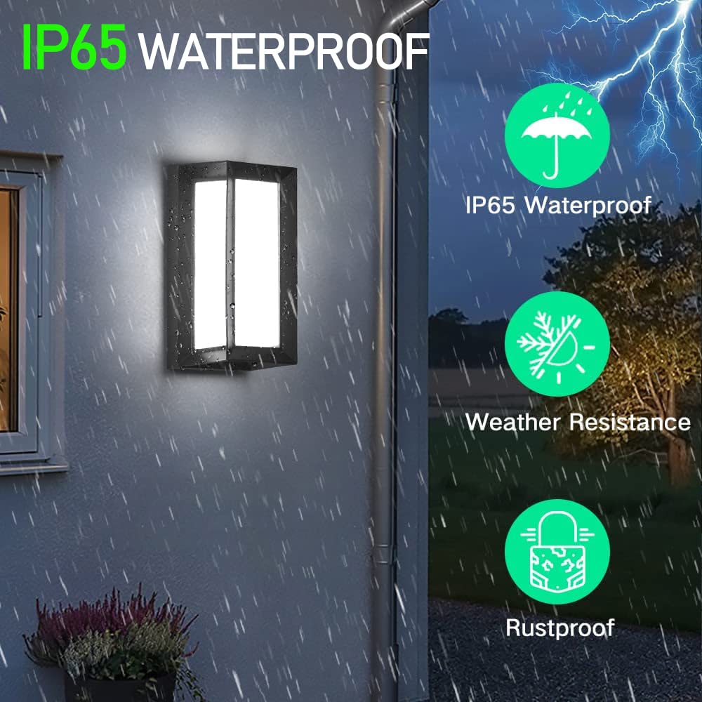 Sytmhoe Outdoor Wall Sconce Lights, 2Packs 24W 5000K Daylight White Aluminum Exterior Light Fixture Wall Mount Ip65 Waterproof, Led Porch Light for Garage Walkway Hallway Backyard Garden