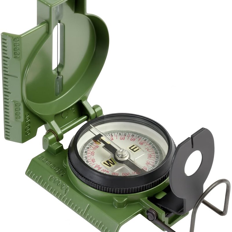 VETERIS US Military Style Phosphorescent Waterproof Lensatic Compass Accurate Hand Held Compasses with Pouch for Hiking Camping Navigation Survival Backpacking Orienteering