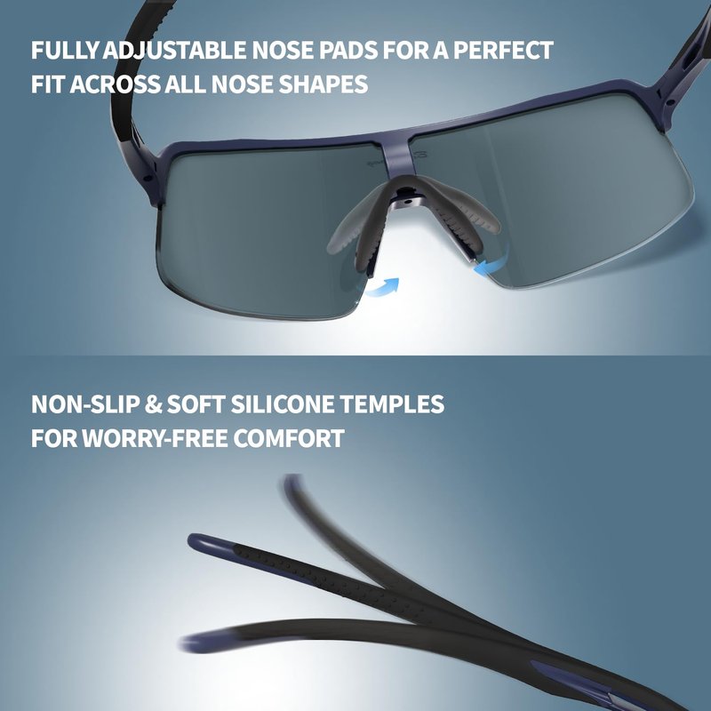 BangLong Running Sunglasses for Men Women - 24g Lightweight UV400 Protection Sports Sun Glasses for Cycling Driving Baseball, Navy