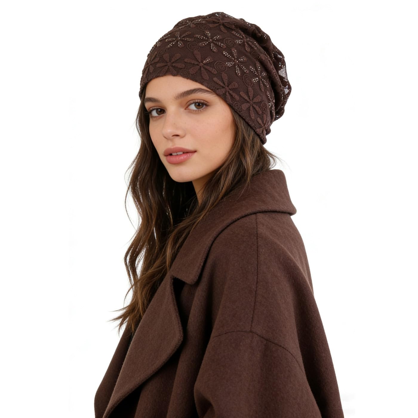 Pemilosci Slouchy Beanie Fashion Style Soft Lightweight Daily Hat Skull Cap Headware for Women - BEA01 - Brown