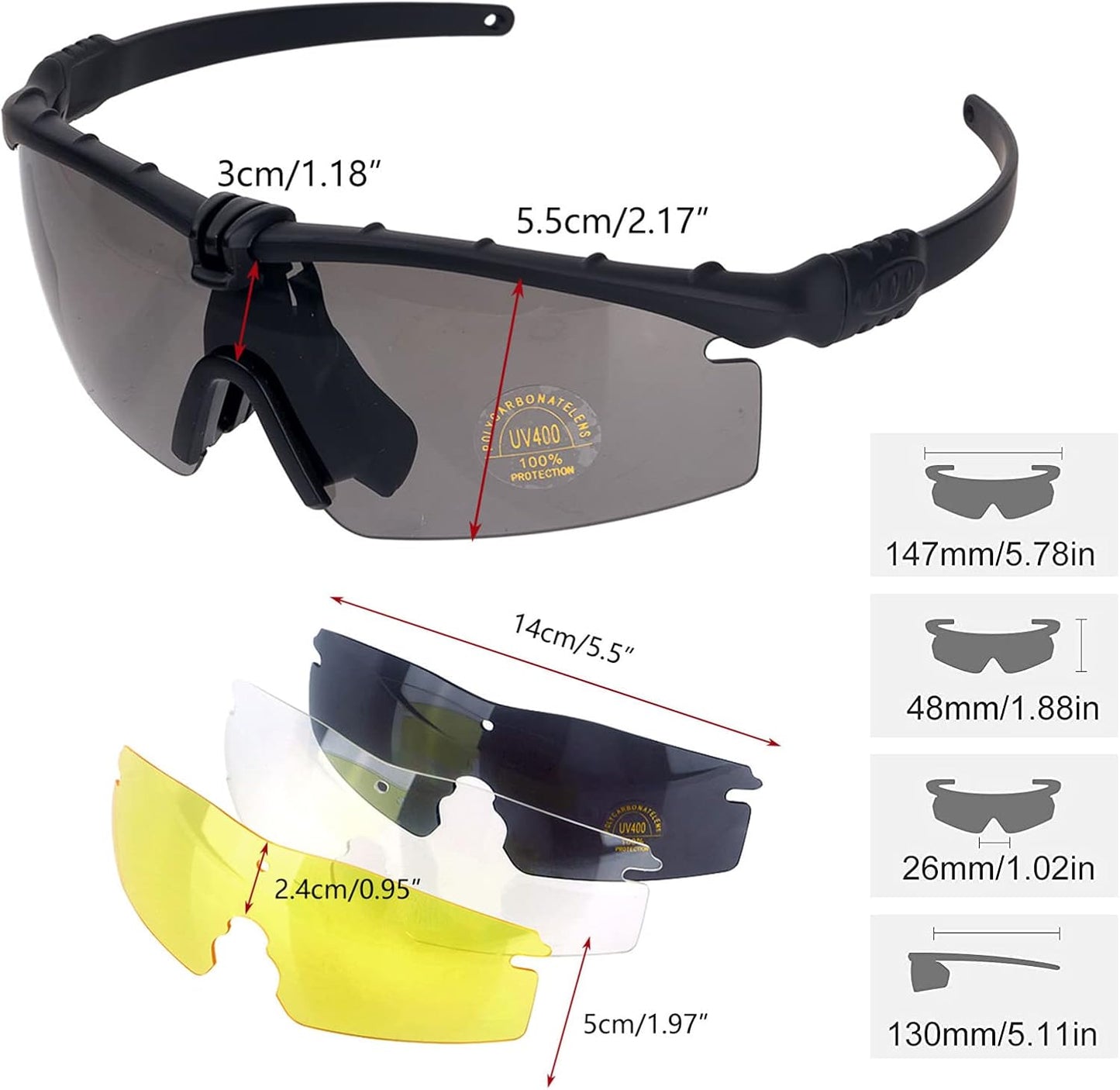 Skiennix Sports Goggles - Anti-Fog Sunglasses with 3 Interchangeable Lenses for Optimal Clarity