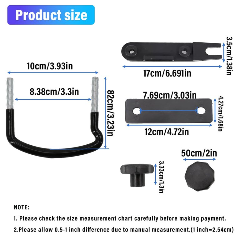 Bledtax 4 PCS Roof Box U-Bolt Clamps Universal Stainless Steel Inner Width 85mm/3.35in Rooftop Cargo Carrier Rack Bolts with 8 Lock Nuts, 2 Strap Car Van Mounting Fitting Kit