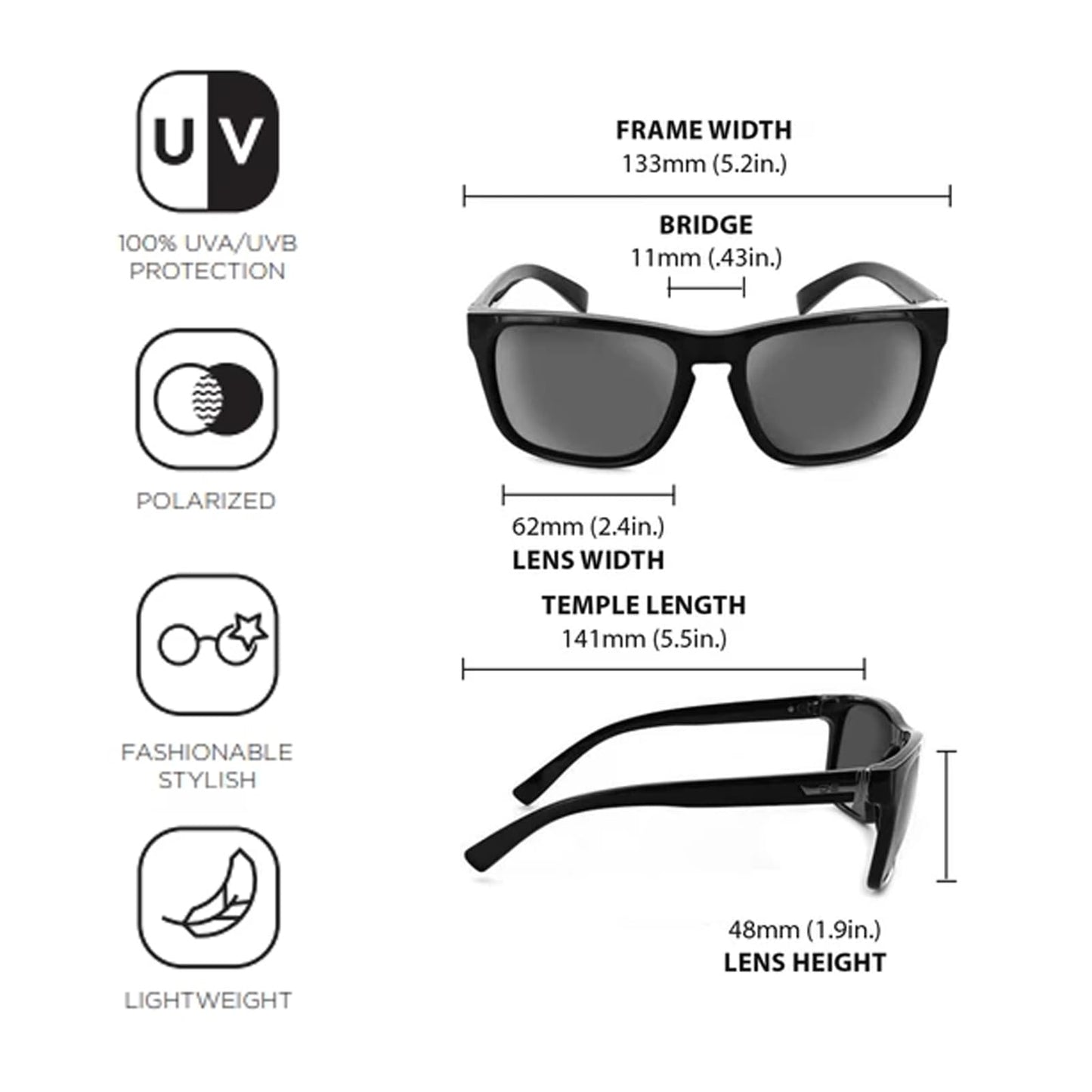 Optic Nerve - 2022 Premium & Affordable Polarized Wrap-Around Rectangle Sunglasses for Men/Women, Ziggy Edition with Matte Black Frame/Smoke/Green Mirror Lens