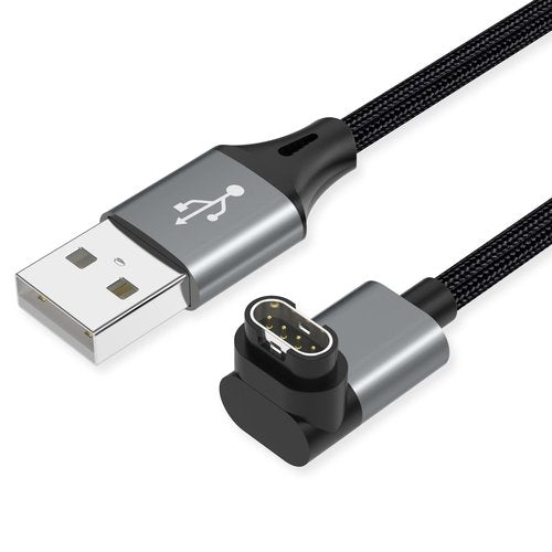 AGVEE 2 Pack 6.6ft Charger for Garmin Watch, L-Shape Charging Cable for Fenix, Forerunner, Vivoactive, Instinct, Venu, Tactix, Approach, D2, Quatix Series, Right Angle Braided, Dark Gray