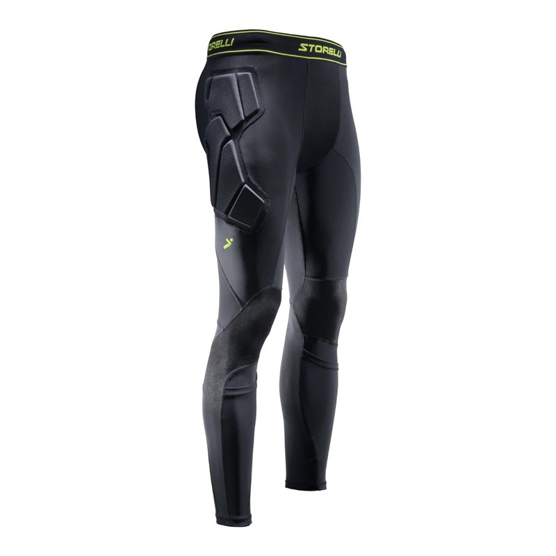 Storelli BodyShield GK Goalkeeper Leggings – Full-Length Impact Protection with SABR-Tex Knees, Hip & Thigh Padding – Turf-Ready Compression Pants with Shin Guard Pockets, Black, Medium