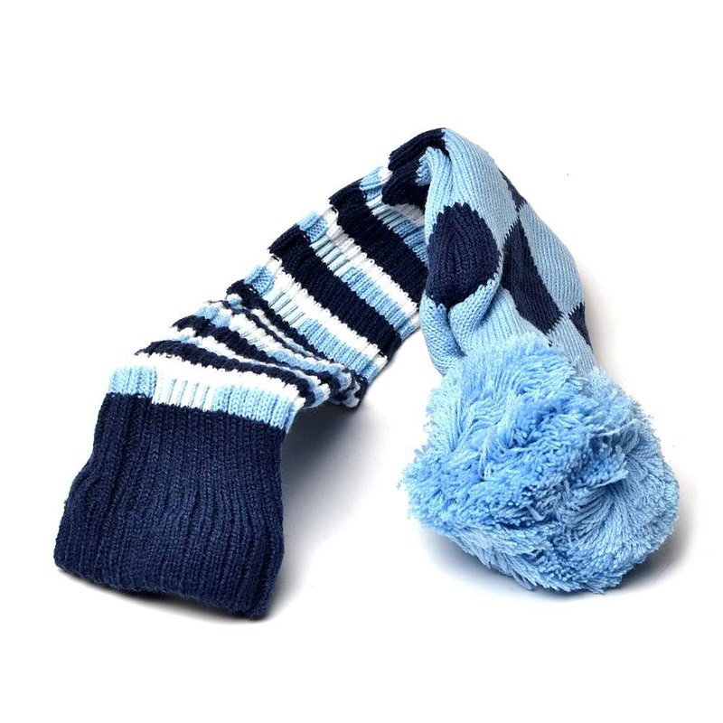 PLUSKER Golf Head Covers 3PCS Set Navy Blue - Double Strength Knit Long Neck Pom Pom Design for Driver #3#5 Fairway Woods