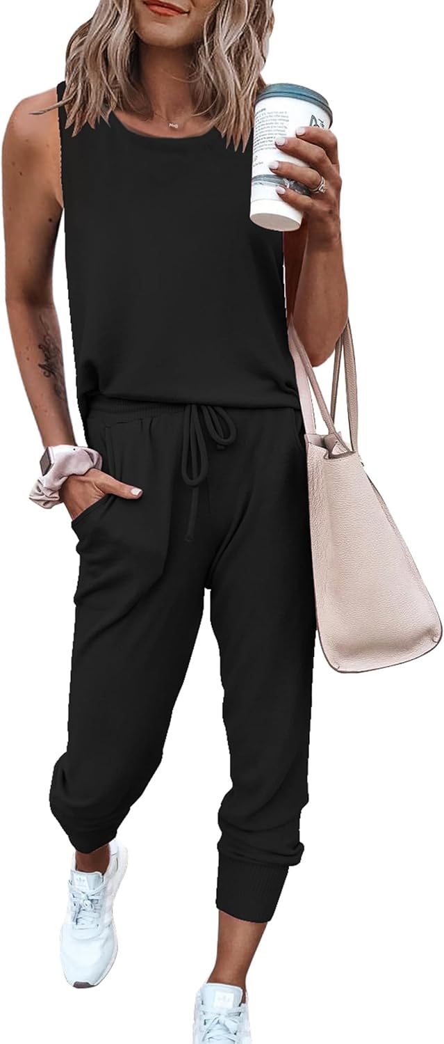 PRETTYGARDEN Women's Two-Piece Outfit Set - Casual Summer Sleeveless Lounge Wear for Travel