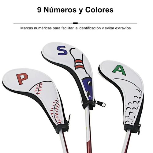 Keenso Golf Iron Cover,9Pcs Number Tag Golf Iron Covers Sleeve Digital Zipper Sport Pattern Protective PU Golf