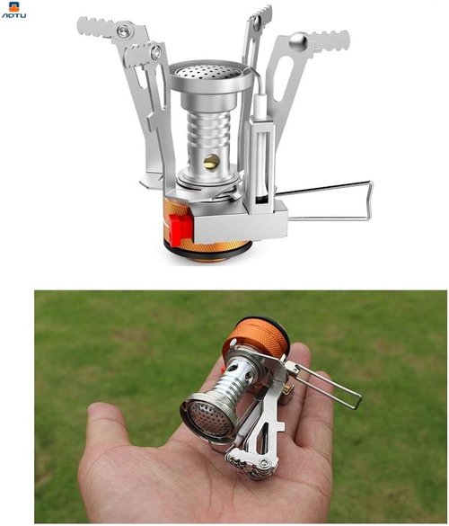 AOTU Portable Camping Stove - Wind-Resistant Backpacking Stove with Piezo Ignition | Stable Support