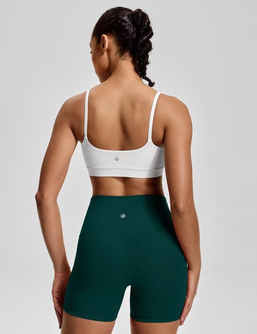 HeyNuts Women's Scoop Neck Sports Bra - Padded U-Back Camisole Yoga Top for A-C Cups