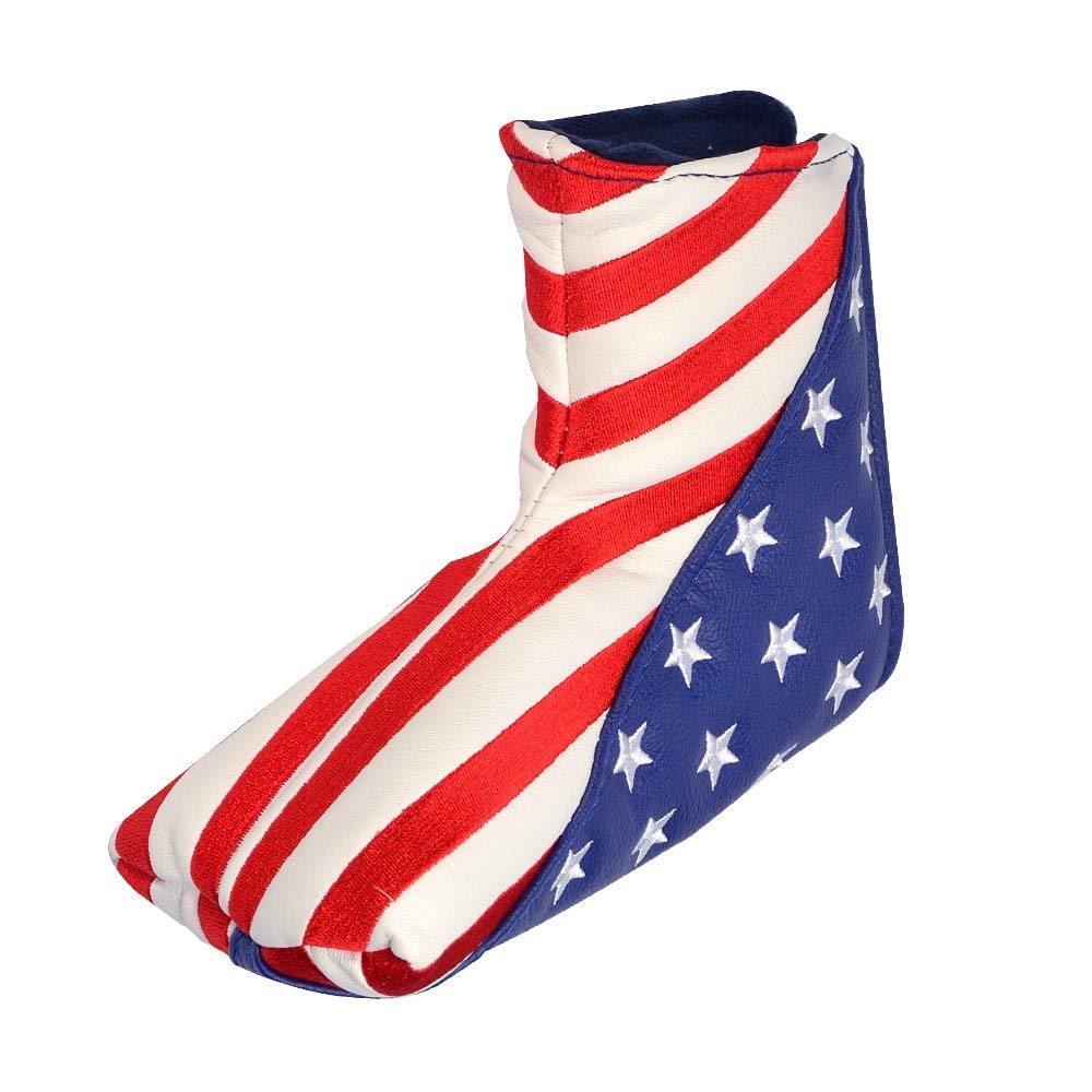 PLUSKER USA Golf Blade Putter Cover - Magnetic Stars and Stripes Leather Protector for Golf Course