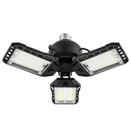 Aoretic LED Garage Lights Bulb 1 Pack -80W, 8000LM 6500K Led Shop Light with 3 Deformable Panels, Basement Barn Light Garage Ceiling Lights, E26/E27 for Garage, Warehouse, Shop, Basement