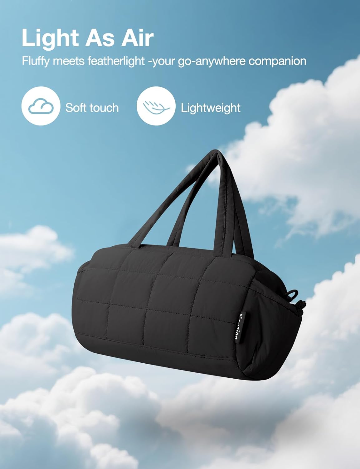 Noozion Mini Gym Bag - Lightweight Quilted Duffle with Wet Pocket & Adjustable Strap | 12 Inch for Yoga, Pilates, Swimming