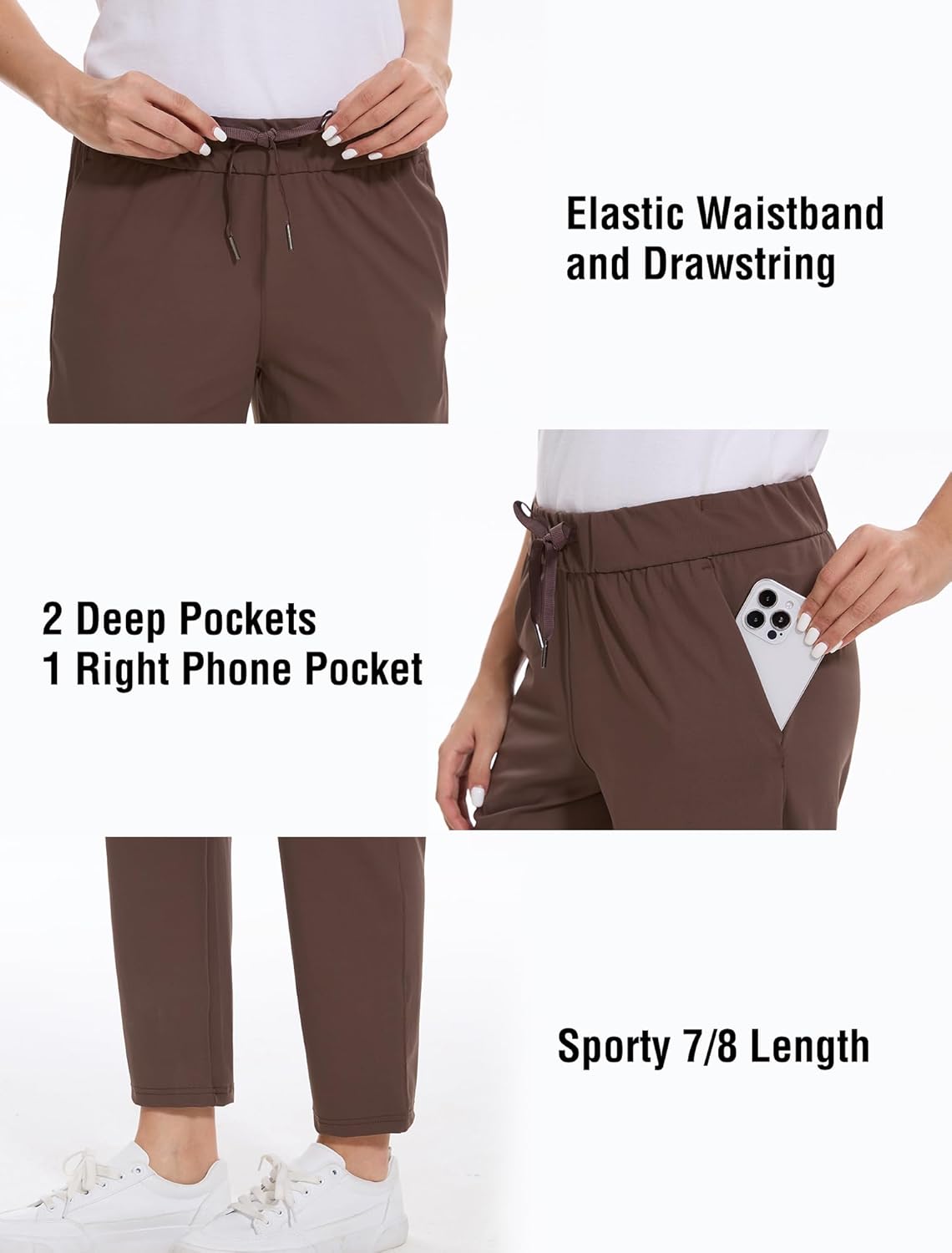 Skiennix Women's Golf Pants - 2 Pack Stretch 7/8 Ankle Sweatpants with Deep Pockets for Athletic Wear | Travel & Lounge
