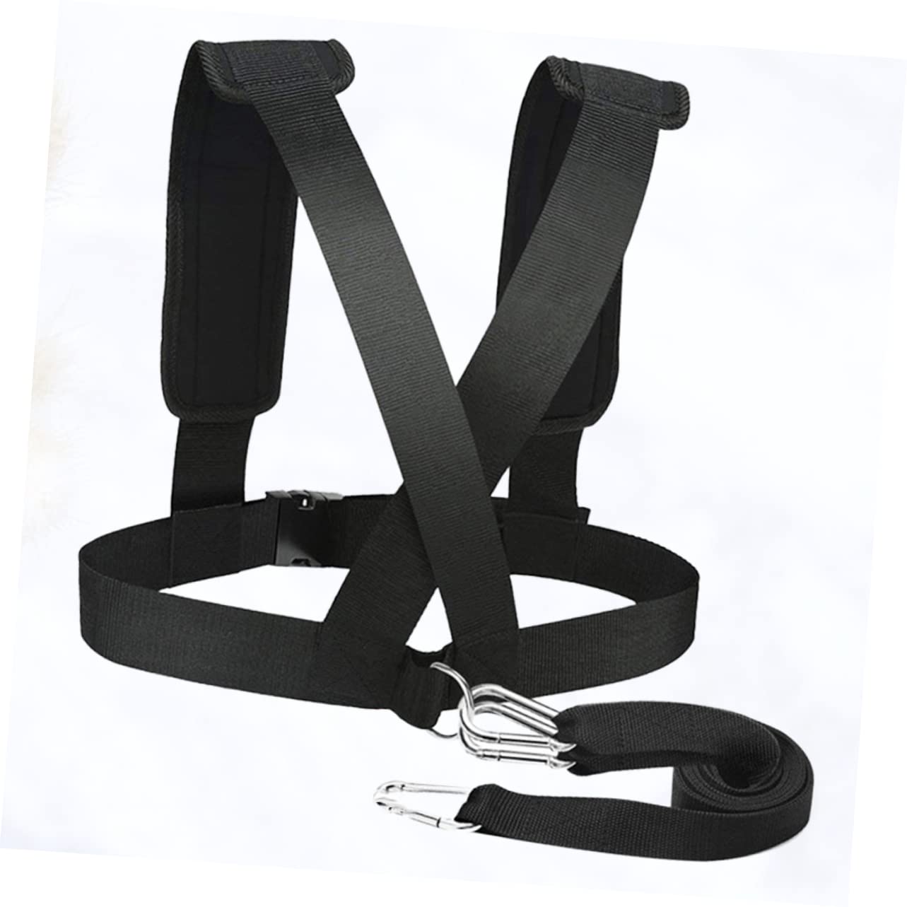 SUPVOX Weight Bearing Supporter Belt with Adjustable Buckle and D-Ring Hooks for Running Training and Strength Workout Heavy Duty Resistance Training Equipment Vest Strap for Gym
