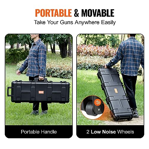 Hard Rifle Case with Wheels, Waterproof & Crushproof, 4-Layer Foam