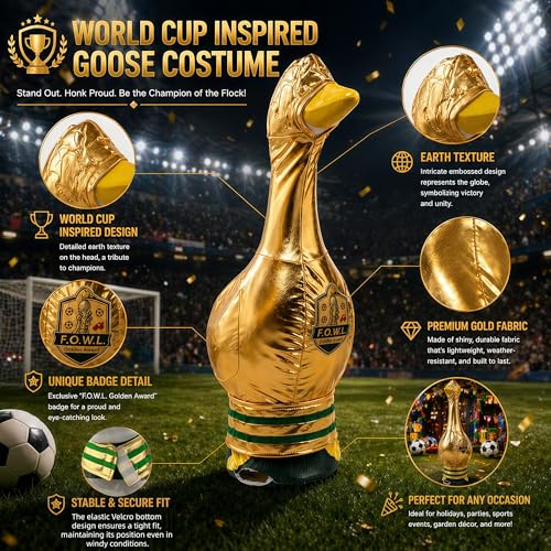 Championship Trophy Goose Costume - 23"-26" Golden World Cup Lawn Decor (Variation: Championship Trophy)