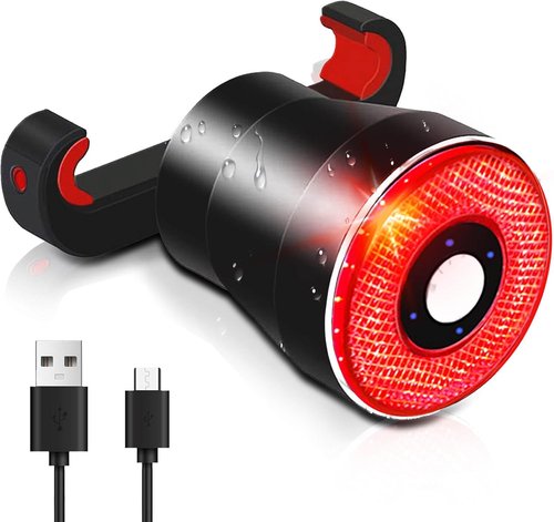 Smart Bike Tail Light USB Rechargeable Bicycle Turn Signals with Remote Control Rear Bike Light Waterproof Safety Warning Back Lights Bike Alarm for Night Riding Mountain (Brake Set)