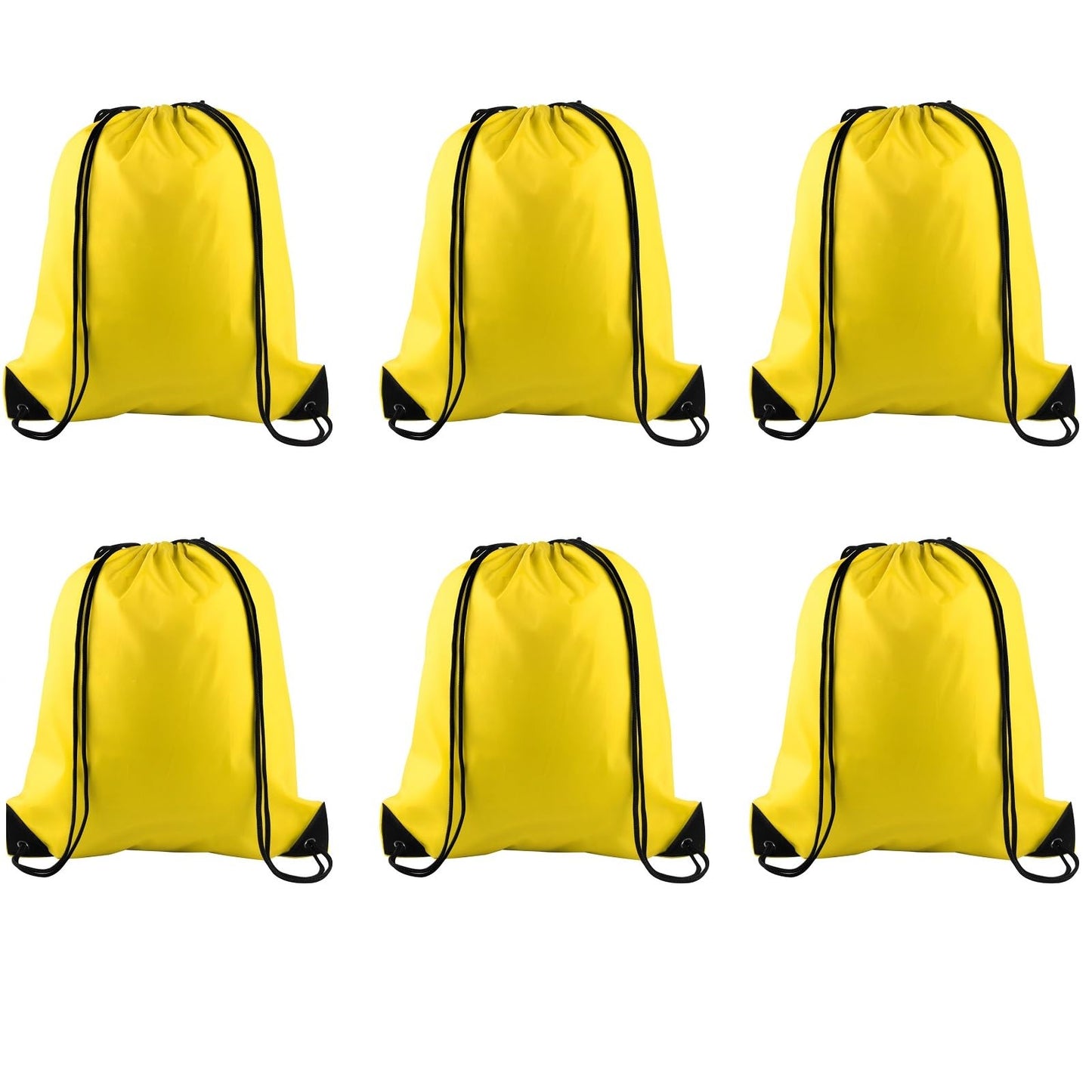 PLULON 6 Pcs Yellow Drawstring Bags - Drawstring Backpack - Gym, Sports, Travel - 34cm*40cm/13.4"*15.7