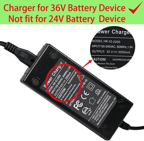 Jucuwe 42V 2A DC Male Power Adapter for 36V Electric Bike Lithium Battery Charger,Escooter Ebike Battery Charger Connector Diameter 5.5mmx2.1mm/2.5mm