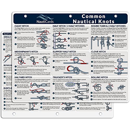 Waterproof Nautical Knots Reference Card - 21 Sailing & Boating Knots