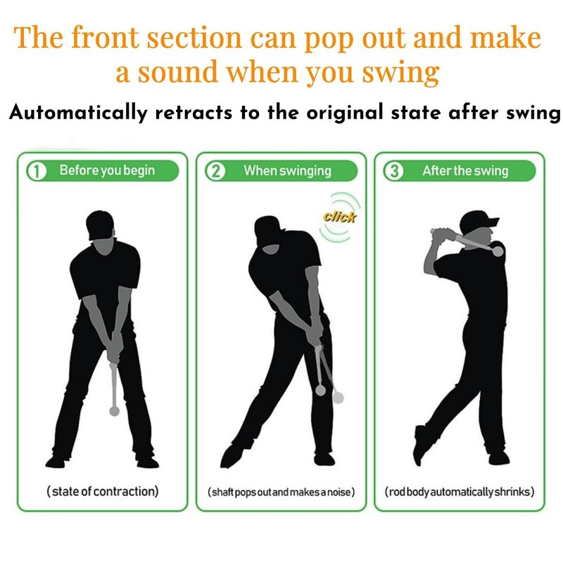 ROYMADE Golf Swing Trainer Telescopic Swing Aid Warm Up for Tempo Grip Strength Right Hand Golf Training Suit for Indoor Outdoor Practice Chipping Hitting Golf Accessories