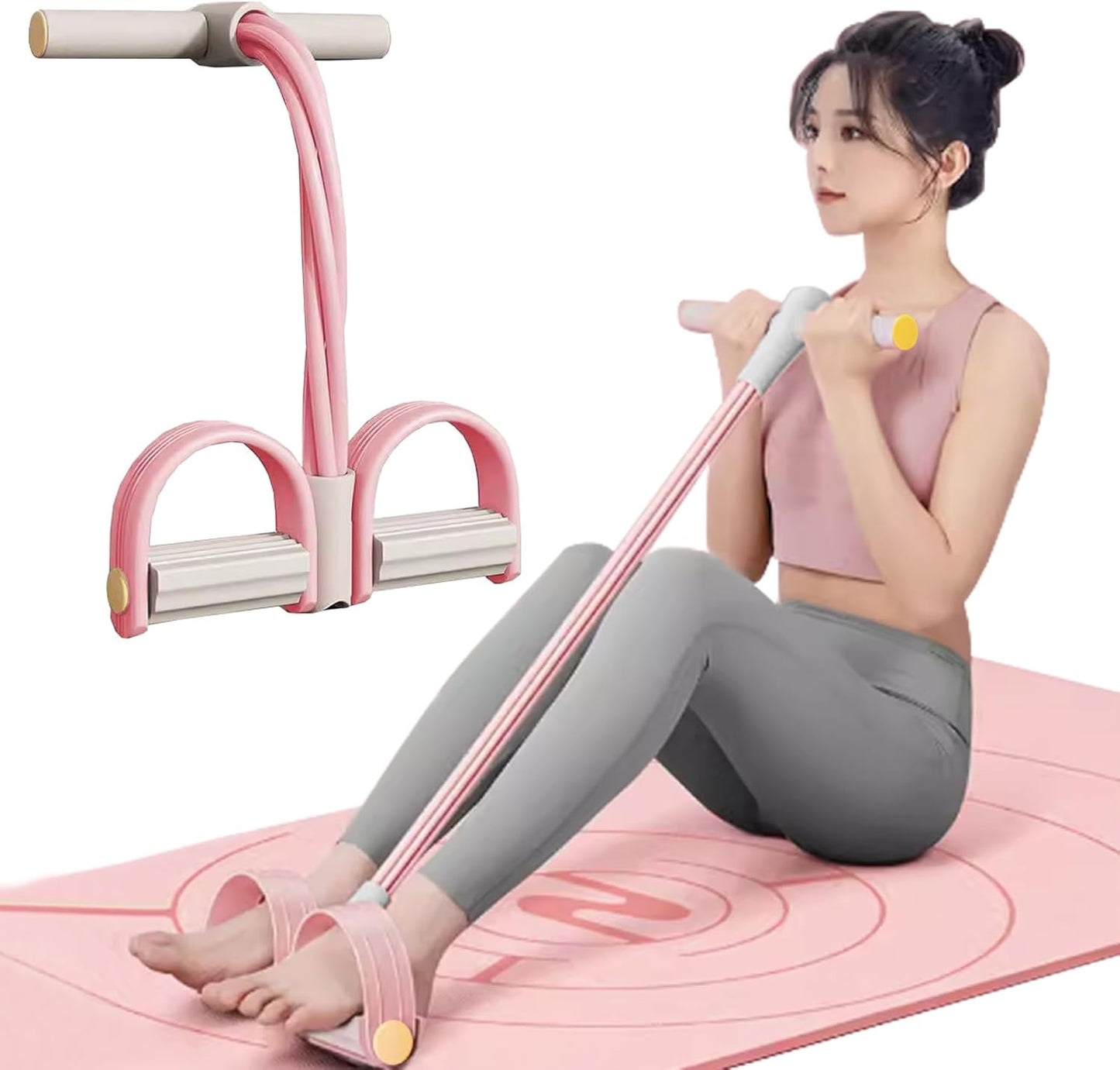 Skiennix Foot Pedal Resistance Band - 6-Tube Elastic Exercise Bands for Women | Jump Fitness & Stretching