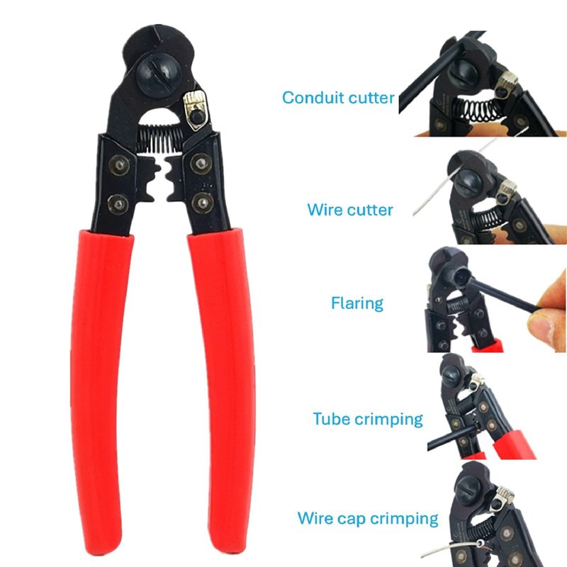 ACCUFINE 5 in 1 Bike Cable Cutter and Crimper Bike Cable Housing Cutter and Crimper with End Caps Colored