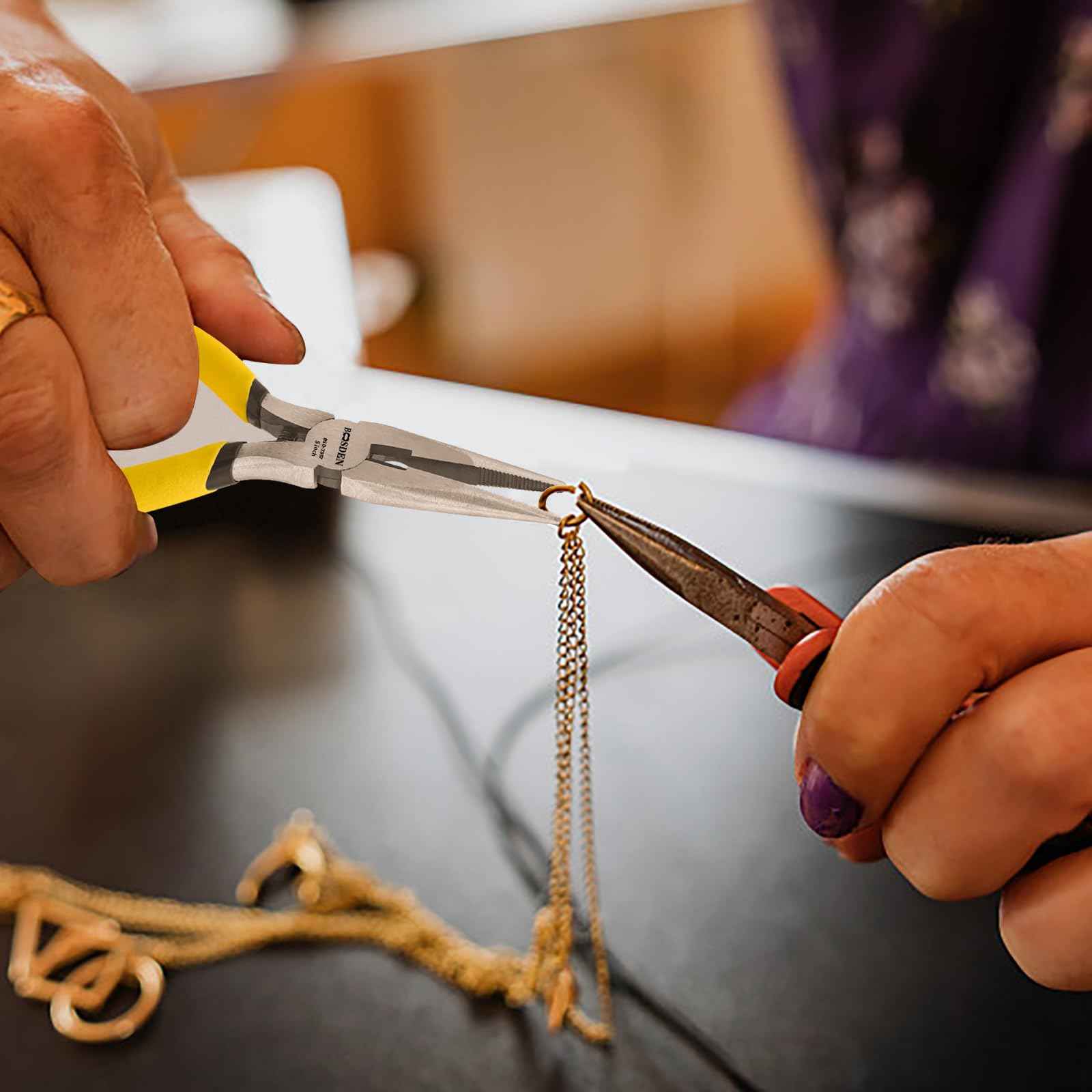 BOOSDEN 5" Needle Nose Pliers, Long Nose Pliers Set with Side Cutter,Mini Fine Needle Nose Pliers with Comfort Grip, Precision Small Needle Nose Plier for Electronics, Craft, Jewelry Making, 5 PACK