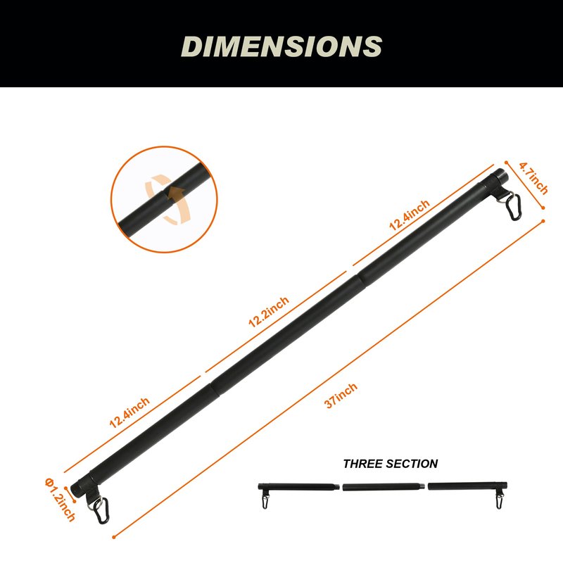 Portable Resistance Band Bar, Carbon Steel Resistance Bar for Resistance Bands, Dual Cable Machine Bar, Straight Bar Cable Attachment, MAX Weight Loading 60kg, Adjustable from 37" to 24.8"