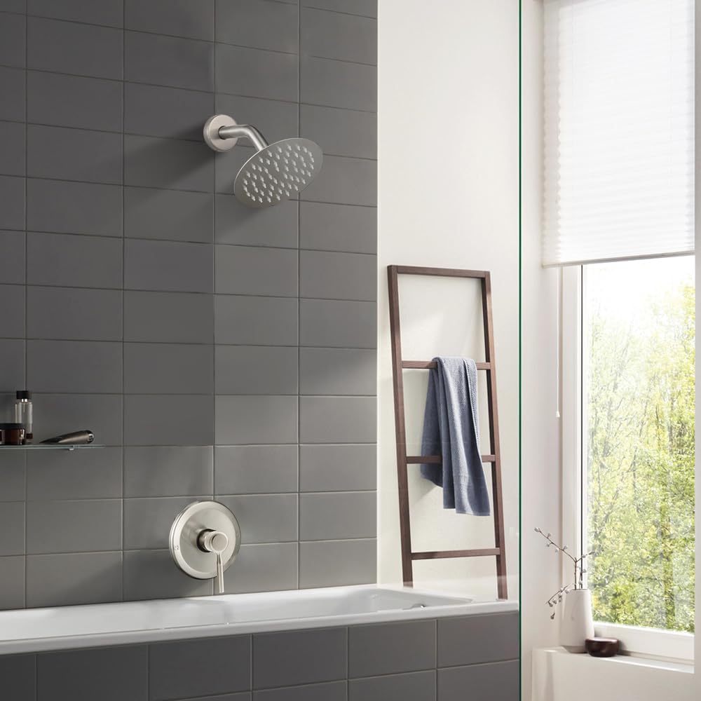 High Pressure 6-Inch Rain Shower Head & Faucet Set with Valve - Modern Bathroom Fixtures